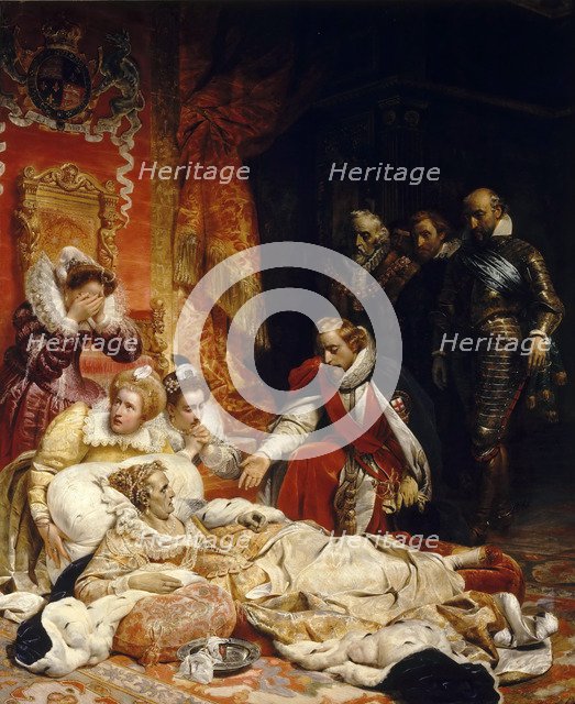 The Death of Elizabeth I, Queen of England. Artist: Delaroche, Paul Hippolyte (1797-1856)