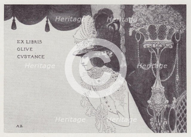 Book-Plate of Olive Custance (Lady Alfred Douglas), 1897. Creator: Aubrey Beardsley.