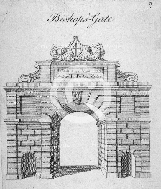 Bishopsgate, City of London, 1735. Artist: Anon