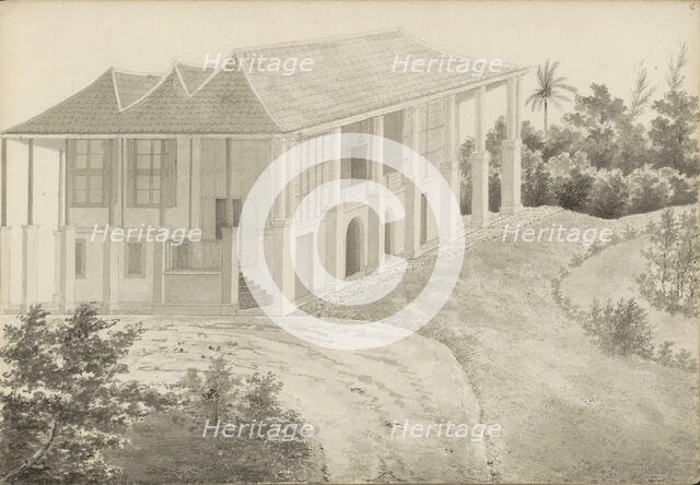 Country house with colonnade in Kramat in Batavia, 1840. Creator: Anon.