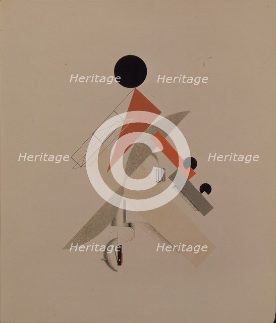 Globetrotter. Figurine for the opera Victory over the sun by A. Kruchenykh, 1920-1921. Artist: Lissitzky, El (1890-1941)