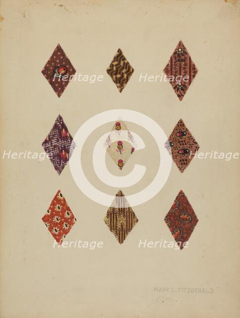 Quilt Patches, c. 1937. Creator: Mary Fitzgerald.