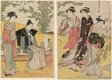 An outing at Hagidera, from the series "A Brocade of Eastern Manners (Fuzoku Azuma no..., c.1783/84. Creator: Torii Kiyonaga.