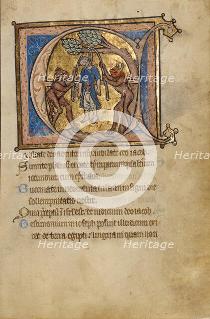 Initial E: Judas's Suicide; Psalter, mid-1200s. Creator: Unknown.
