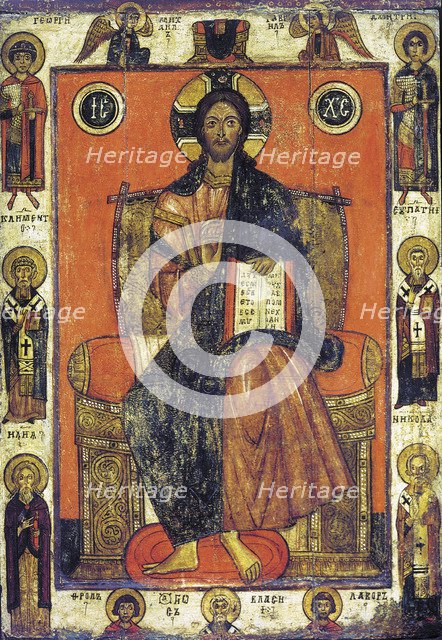 The Saviour Enthroned with Selected Saints, end of 13th - early 14th century. Creator: Russian icon.