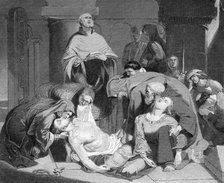 'The Burial of Harold at Waltham Abbey', (c1847). Artist: Unknown