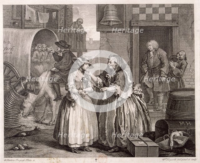 'Innocence betrayed, or the journey to London', plate I of The Harlot's Progress, 1732. Artist: William Hogarth