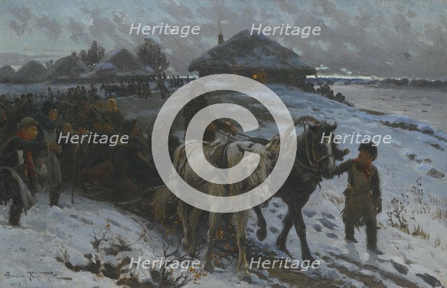 Leaving For The Hunt, 1915. Artist: Makovsky, Alexander Vladimirovich (1869-1924)