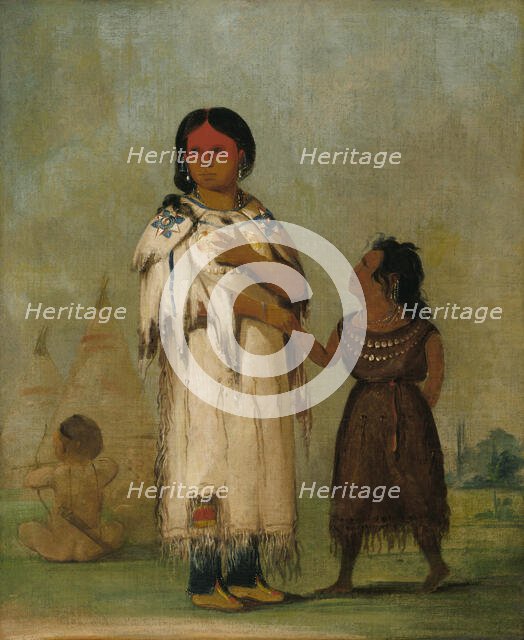 Assiniboin Woman and Child, 1832. Creator: George Catlin.