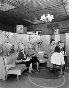 Hairdressing department, Barnsley Co-op, South Yorkshire, 1957.  Artist: Michael Walters