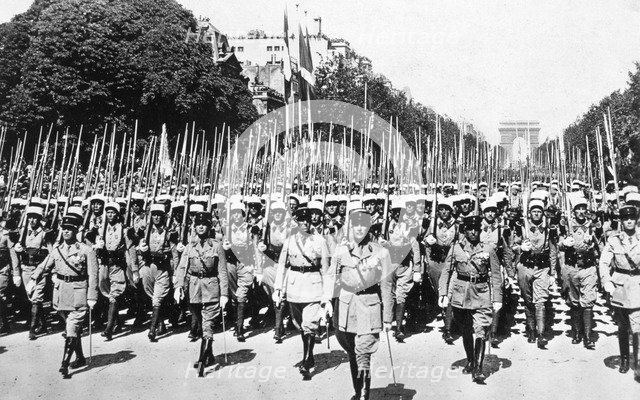 French Foreign Legion review, Paris, 14 July 1939. Artist: Unknown
