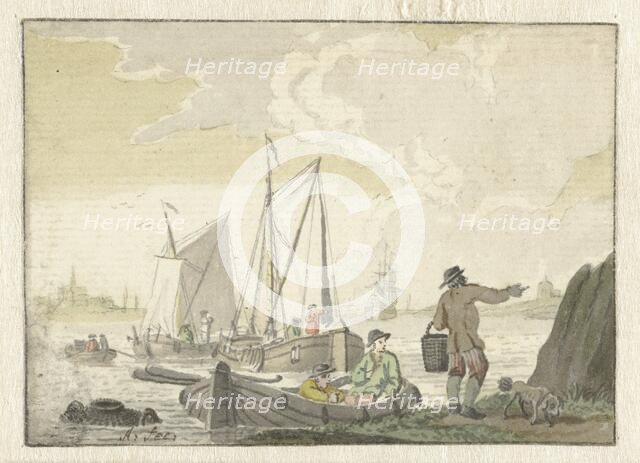 River view with ships, 1723-1760. Creator: Nicolaas Aartman.