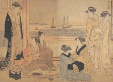 A Party of Merrymakers in a Tea-house at Shinagawa, ca. 1783. Creator: Torii Kiyonaga.
