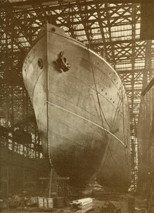 'The Cunard "Aurania" (14,000 Tons) on the Stocks at Newcastle-On-Tyne', c1930. Creator: Unknown.