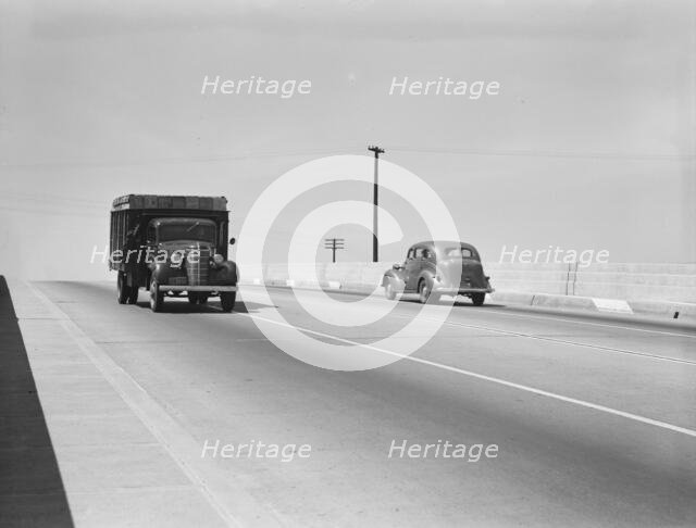 Overpass on U.S. 99, between Tulare and Fresno, California, 1939. Creator: Dorothea Lange.