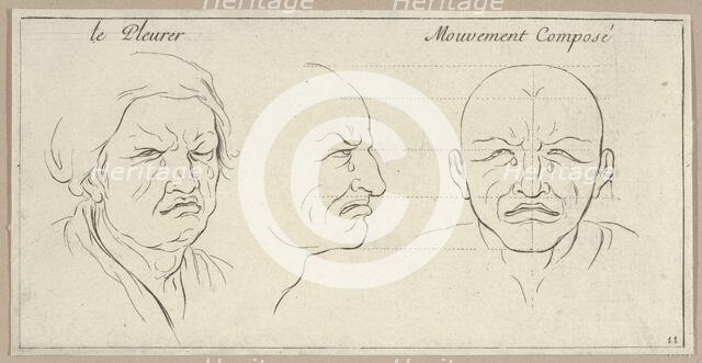 Le Pleurer and mouvement composé (from Caractères des passions, gravés sur les dessei..., 1695-1720. Creator: Sébastien Le Clerc the Younger.