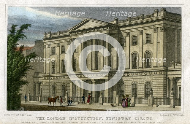 The London Institution, Finsbury Circus, London, c1827.Artist: William Deeble