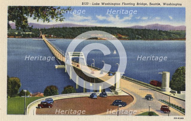 Lake Washington Floating Bridge, Seattle, Washington, USA, 1942. Artist: Unknown