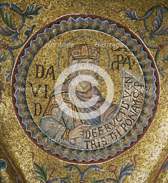 King David (Detail of Interior Mosaics in the St. Mark's Basilica), 13th century. Artist: Byzantine Master  