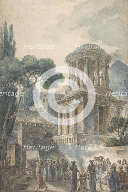 Ancient Scene with a Funeral Ceremony for an Actor, ca. 1777. Creator: Louis Jean Desprez.