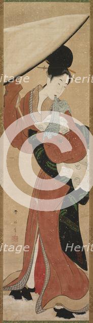 Lady with a Parasol, early 1800s. Creator: Koikawa Harumasa (Japanese).