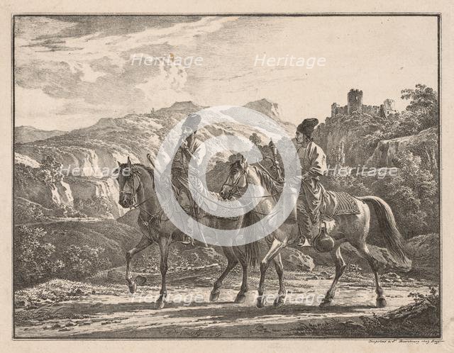 Two Cossacks on Horseback. Creator: Aleksandr Orlowski (Russian, 1777-1832).
