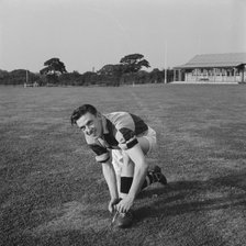 Gordon Johnson, a member of the Football Section of Laing's Sports Club, Barnet, London, 07/09/1955. Creator: John Laing plc.