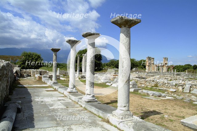 A three-aisled stoa in Philippi, Greece. Artist: Samuel Magal