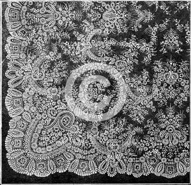 The International Exhibition: Pusher lace shawl, by Messrs. Reckless and Hickling, 1862. Creator: Unknown.