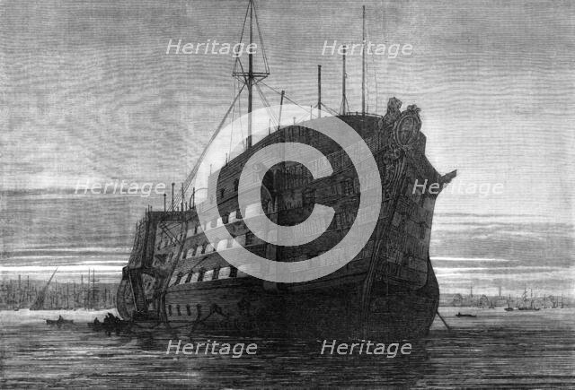 The Dreadnought, hospital ship for seamen, at Greenwich, 1870. Creator: Unknown.