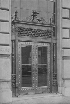 Detail of side entrance door, Phoenix National Bank, 1924. Artist: Unknown.