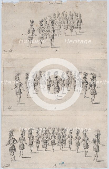 Armed heroes performing ballets, 17th century., 17th century. Creator: Anon.