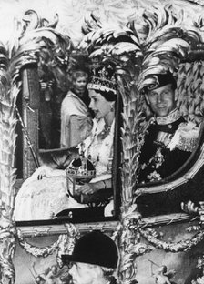 Queen Elizabeth II (b1926) during her coronation, 1953. Artist: Unknown