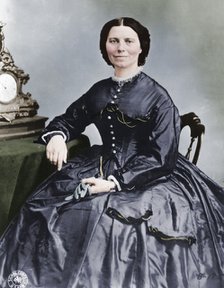 Clara Barton (1821-1912), founder of the American branch of the Red Cross. Artist: Unknown.