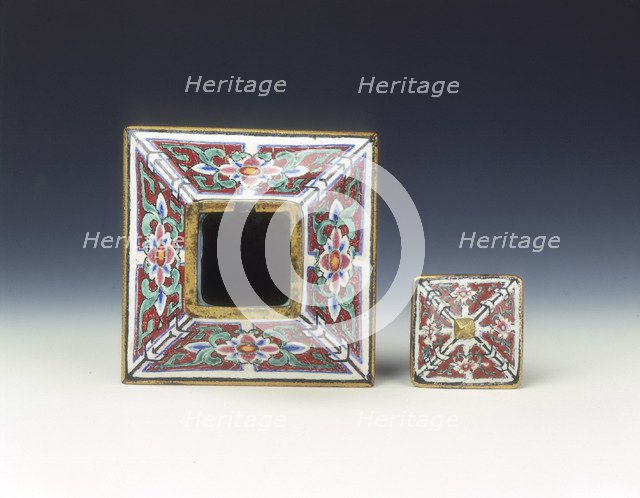 Canton enamel condiment jar and cover, Qing dynasty, China, 18th century. Artist: Unknown