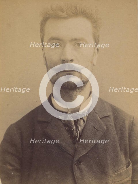 Pemjean. Lucien, Pierre. 32 ans, né à Lyon (Rhône). Publiciste. Anarchiste. 2/1/93., 1893. Creator: Alphonse Bertillon.