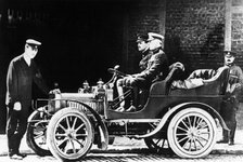 Charles Rolls at the wheel of a 1904 Royce car, c1904. Artist: Unknown