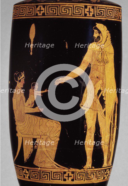 Attic red-figure lekythos with image of Heracles, Dianeira and Hyllos, 5th century BC. Artist: Villa Giulia Painter.