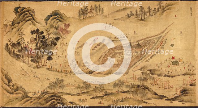 Map with a Russian camp in Eastern Siberia, 1689-1722. Artist: Chinese Master  