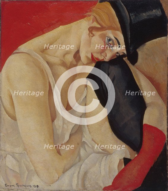 Lady in Top Hat, 1919. Artist: Grigoriev, Boris Dmitryevich (1886-1939)
