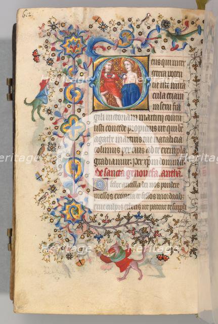 Hours of Charles the Noble, King of Navarre (1361-1425), fol. 300v, St. Agatha, c. 1405. Creator: Master of the Brussels Initials and Associates (French).