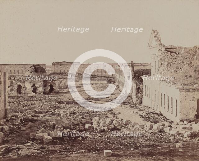 Courtyard with Domed Building in Ruins, 1855-1856. Creator: James Robertson.