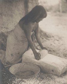 Maricopa Woman Mealing, 1907 Creator: Edward Sheriff Curtis.