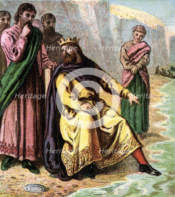'Canute And His Courtiers', 11th century, (c1850). Artist: Unknown