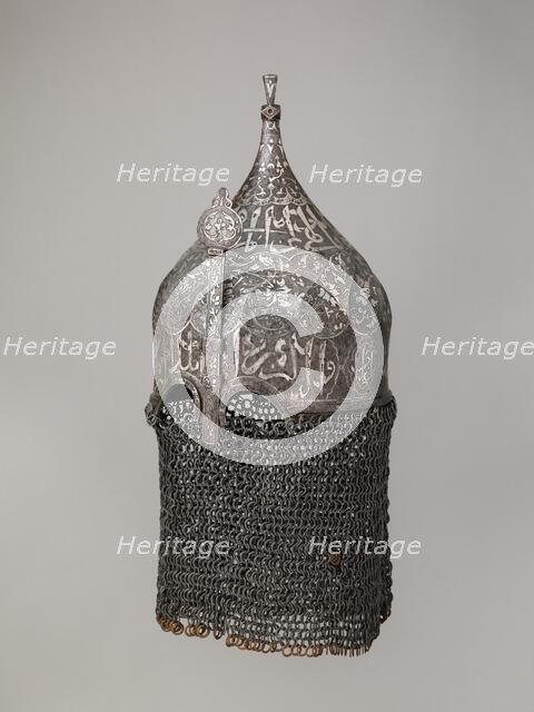 Helmet with Aventail, Turkish, in the style of Turkman armour, late 15th-16th century. Creator: Unknown.