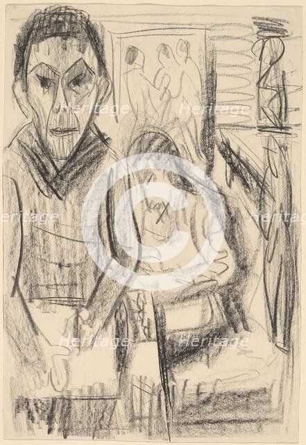 Self-Portrait in the Studio, 1923. Creator: Ernst Kirchner.