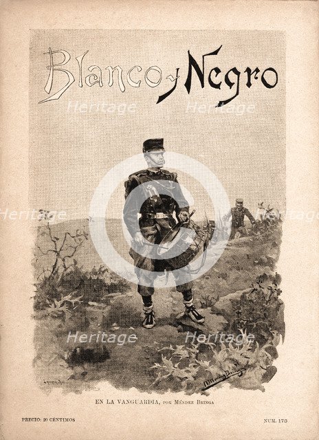 Cover of the magazine 'Blanco y Negro'. Madrid, September 1894. Infantry drum. Drawing by Méndez …