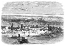 View of Damascus from the Hill of Salahiyeh - from a drawing by E. Harker, 1860. Creator: Smyth.