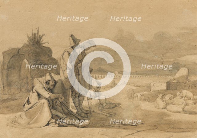 Study for Shepherds in the Roman Campagna, c1835. Creator: Jorgen Sonne.