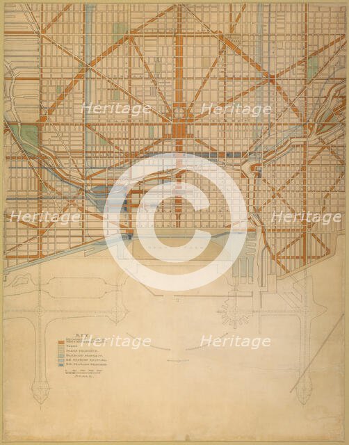 Plate 111 from The Plan of Chicago, 1909: Chicago. Plan of the Center of the City, Showing the... Creator: Daniel Burnham.